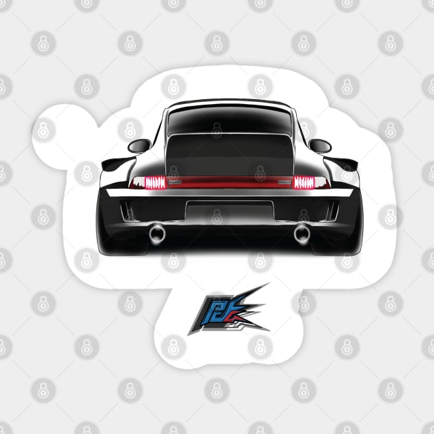 porsche 911 rwb black Sticker by naquash